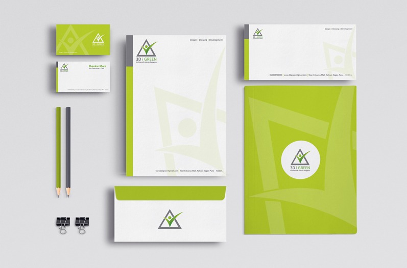 Stationary Design and Corporate Identity Designed for 3DI Green Pune