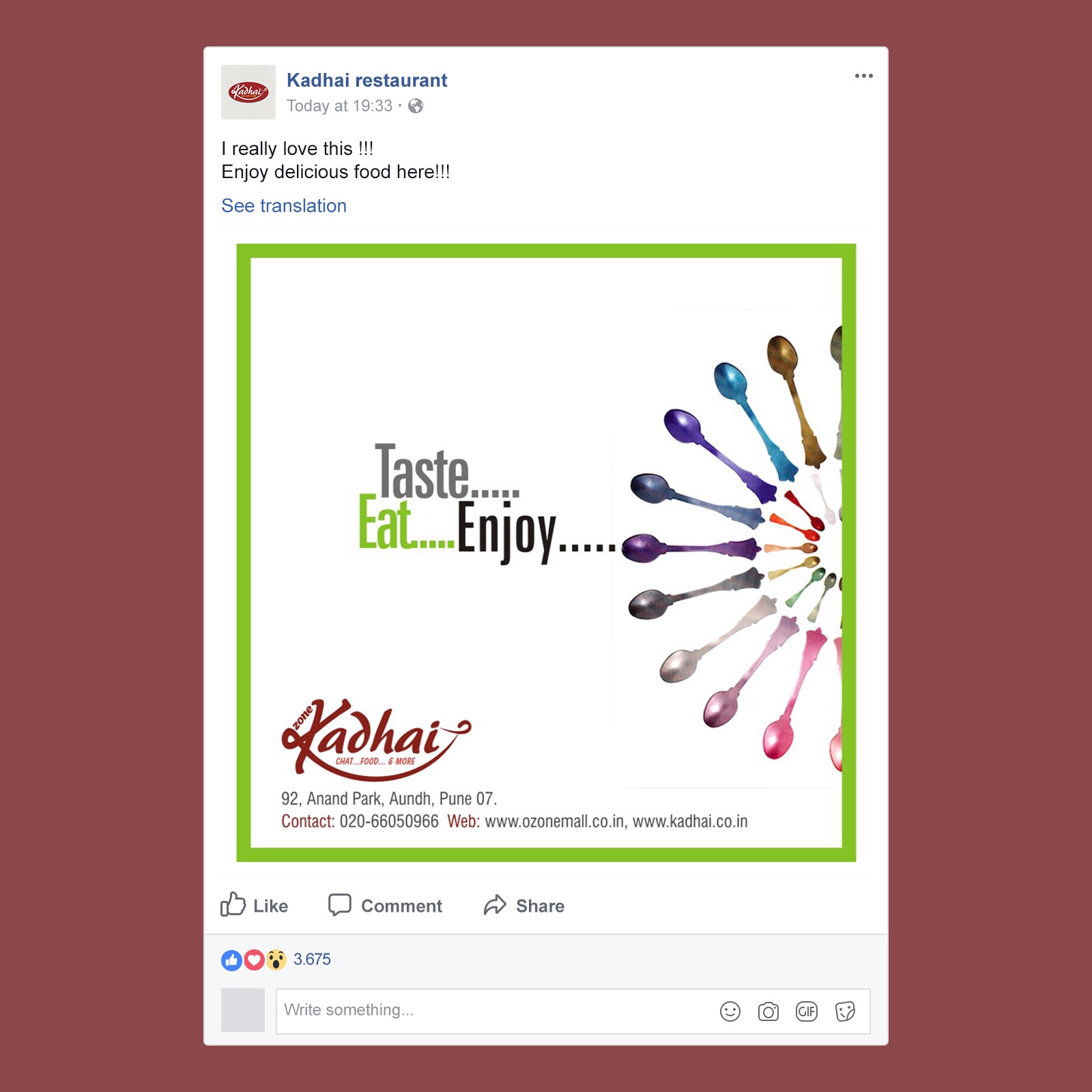 Kadhai Restaurant Digital Marketing Facebook Post Design by WDSOFT